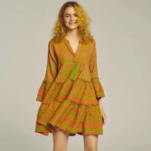 Devotion TWINS Ella mini dress pink and celery green